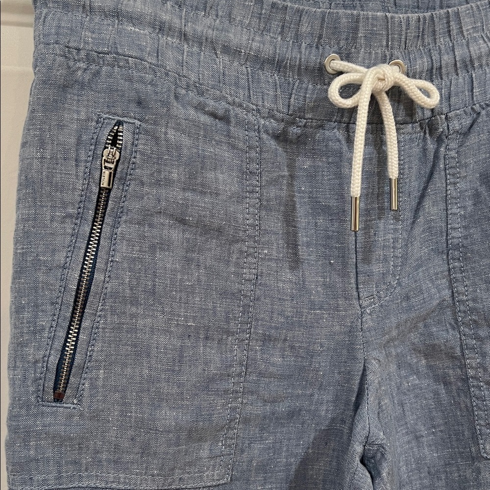 Athleta Light Blue Linen Wide-Leg Drawstring Pants - Picture 3 of 6